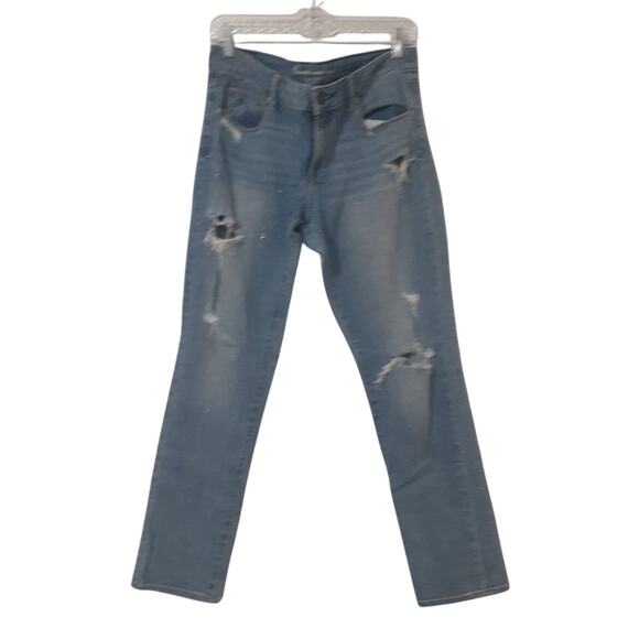 American Eagle Denim - American Eagle Jeans Women's Glittery Blue 12 Skinny Stretch Distressed